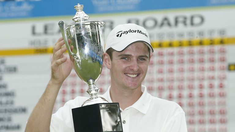 Justin Rose of England poses with the trophy after the final round of the Victor Chandler British Masters at Woburn