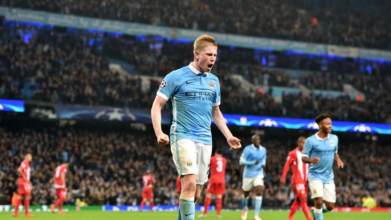 Kevin de Bruyne celebrates his match-winning goal on Wednesday night