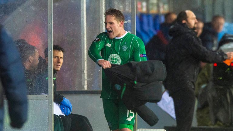 Celtic's Kris Commons vents his frustration as he is substituted v Molde, Europa League