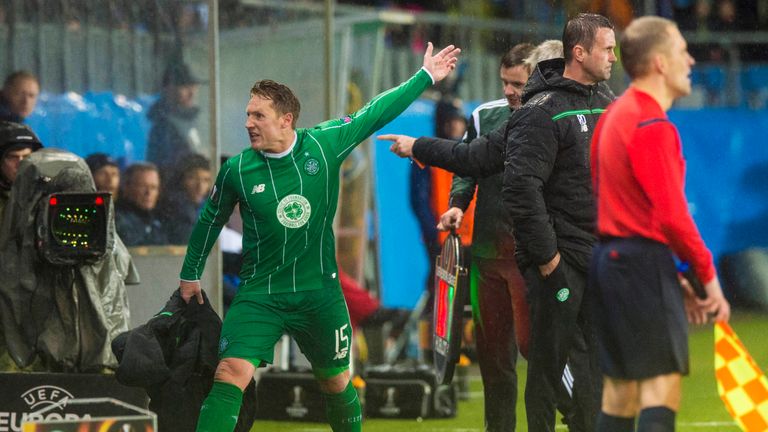 Celtic's Kris Commons vents his frustration as he is substituted v Molde, Europa League