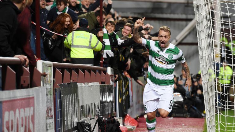 Leigh Griffiths celebrates after opening the scoring