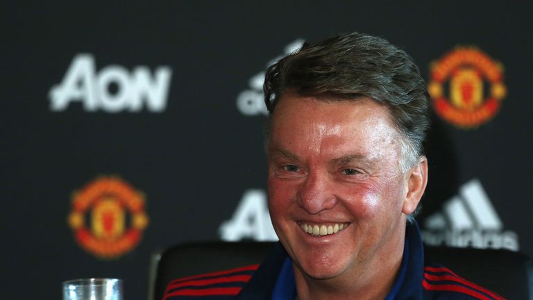 Louis van Gaal of Manchester United speaks during a press conference