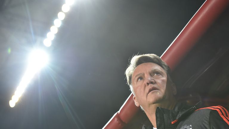 Manchester United's Louis van Gaal looks on