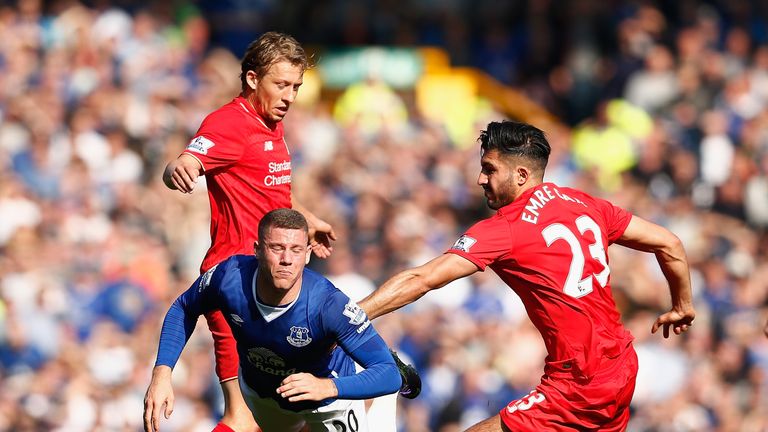 Lucas (left) was booked for a challenge on Ross Barkley (centre) but Dermot Gallagher admits he could have been sent off