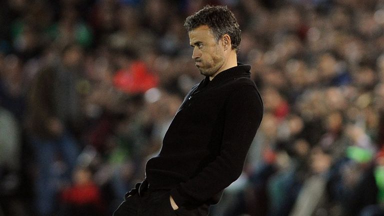 Barcelona boss Luis Enrique  grimaces on the touchline