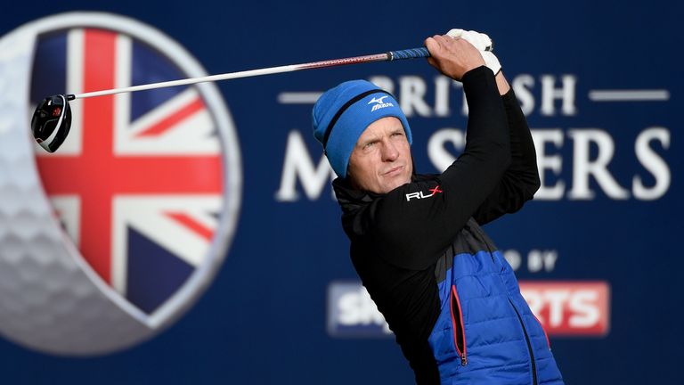  Luke Donald of England on the 13th tee during the first round of the British Masters at Woburn Golf Club on October 8, 2015 