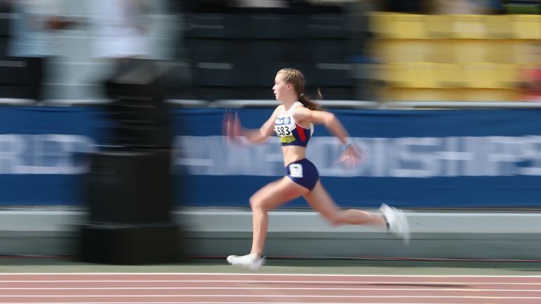 Maria Lyle of Great Britain competes in the women's 100m T35 heats during the  Morning Session on Day Eight of the IPC Athletics World Championships