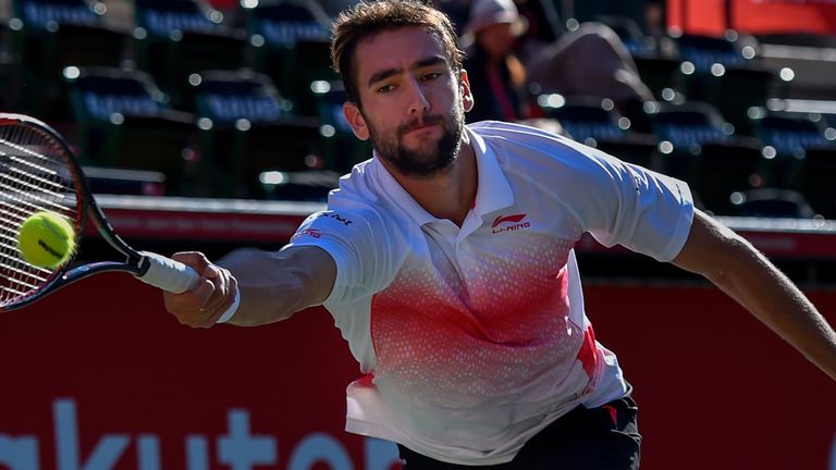 Marin Cilic en route to beating American Steve Johnson in the second round of the Japan Open in Tokyo