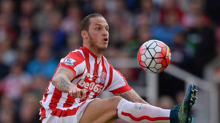 STOKE ON TRENT, ENGLAND - SEPTEMBER 26: Marko Arnautovic of Stoke City in action during the Barclays Premier League match between Stoke City and A.F.C. Bou