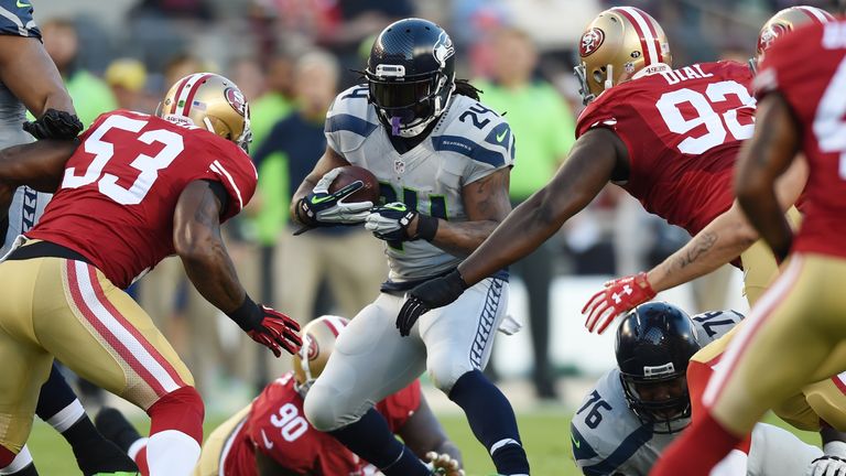 Marshawn Lynch carried for 122 yards and a touchdown