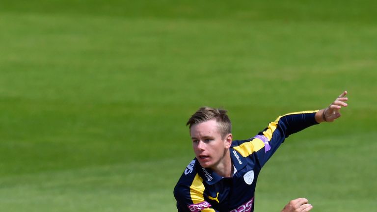 CARDIFF, WALES - AUGUST 02:  Hampshire bowler Mason Crane in action during the Royal London One-Day Cup match between Glamorgan and Hampshire at SWALEC Sta