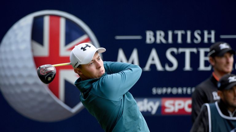 Matthew Fitzpatrick of England on the 18th tee during the first round of the British Masters at Woburn Golf Club