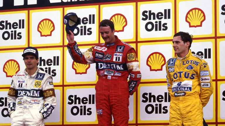 Nelson Piquet, Nigel Mansell and Ayrton Senna