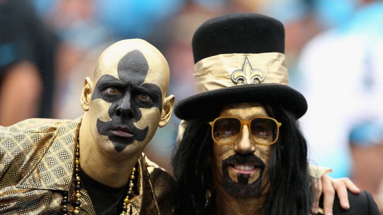 Fans of the New Orleans Saints watch on against the Carolina Panthers during their game at Bank of America Stadium on Septem