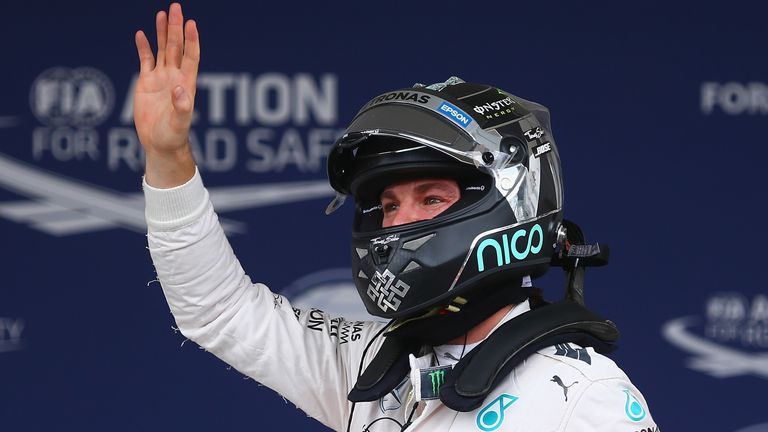 Nico Rosberg of Germany and Mercedes AMG F1 celebrates pole position  at the Mexican Grand Prix