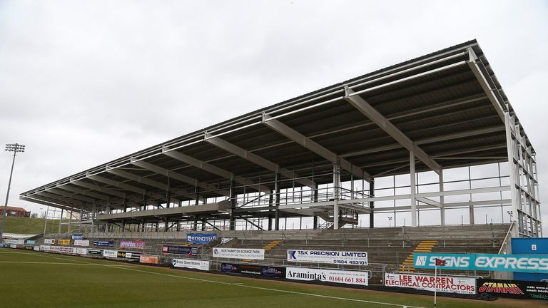 Work on the east stand at Northampton Town's Sixfields Stadium stopped in April