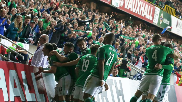 Northern Ireland's Steven Davis celebrates scoring his side's first goal 