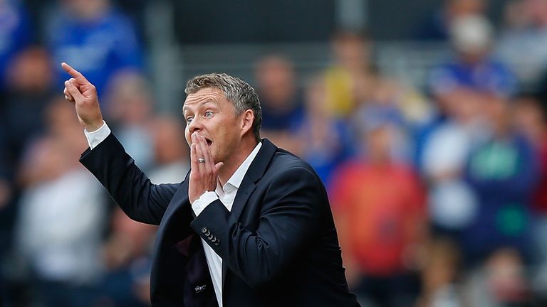 Ole Gunnar Solskjaer gestures on the sidelines