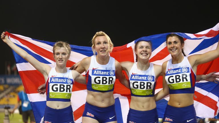 GB's golden relay quartet - Georgina Hermitage, Maria Lyle, Olivia Breen and Sophie Hahn