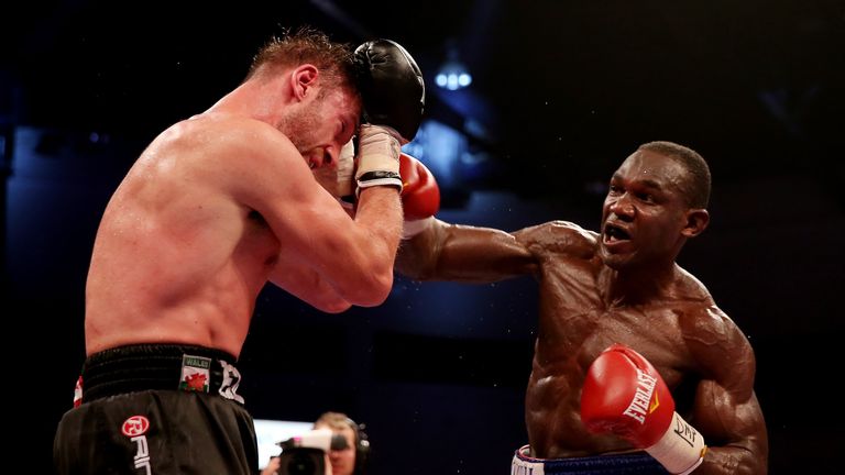 CARDIFF, WALES - AUGUST 17:  Enzo Maccarinelli in action with Ovill McKenzie during their Commonwealth Light-Heavyweight Championship bout at Motorpoint Ar