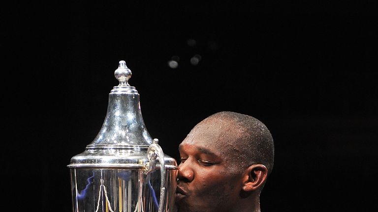 LONDON, ENGLAND - MAY 19:  Ovill McKenzie celebrates wining during the Final of the Prizefighter Series Cruiserweights competition at Earls Court on May 19