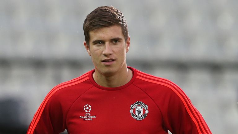 BRUGGE, BELGIUM - AUGUST 25:  Patrick McNair of Manchester United in action during a first team training 