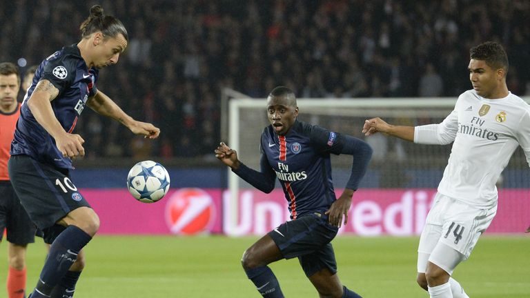 Paris Saint-Germain's Swedish forward Zlatan Ibrahimovic controls the ball