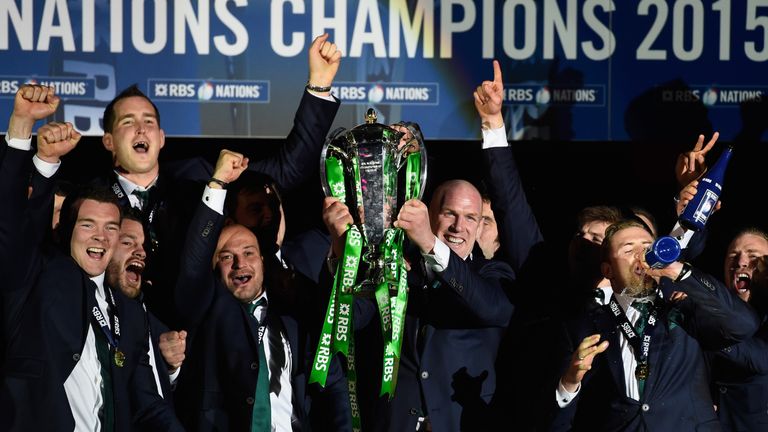 Ireland captain Paul O' Connell celebrates retaining the Six Nations back in March