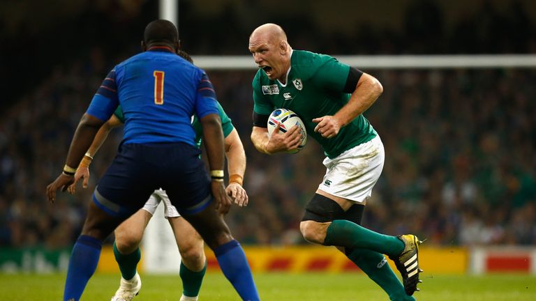 Ireland captain Paul O' Connell in action during the 2015 Rugby World Cup Pool D match between France and Ireland at Millennium Stadium on October 11