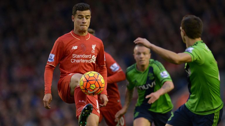 Liverpool's Philippe Coutinho controls the ball 