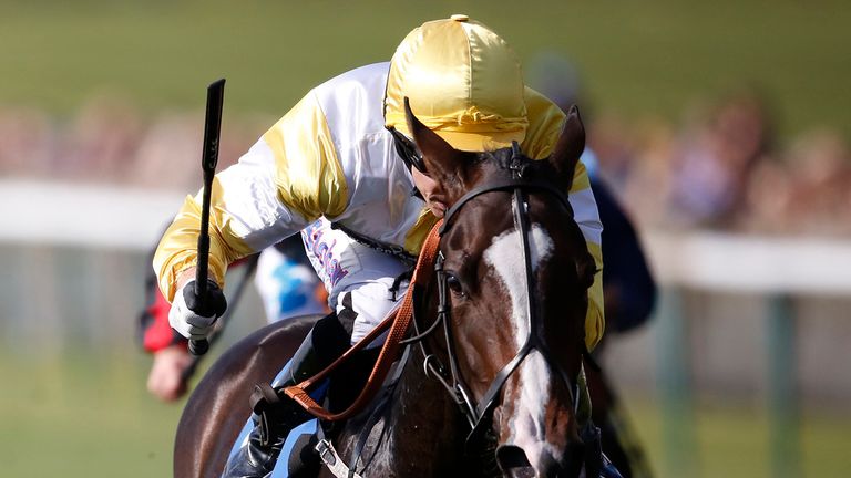 Graham Lee riding Quiet Reflection to win The Dubai Cornwallis Stakes at Newmarket 