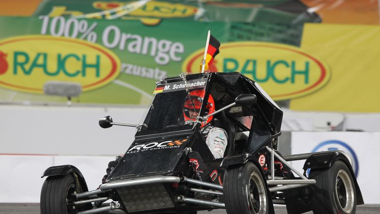 Michael Schumacher in action in the Race of Champions buggy