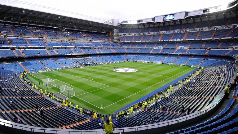 General view of the Santiago Bernabeu stadium ahead of the UEFA Champions League Group A match between Real Madrid and Shakhtar Donetsk