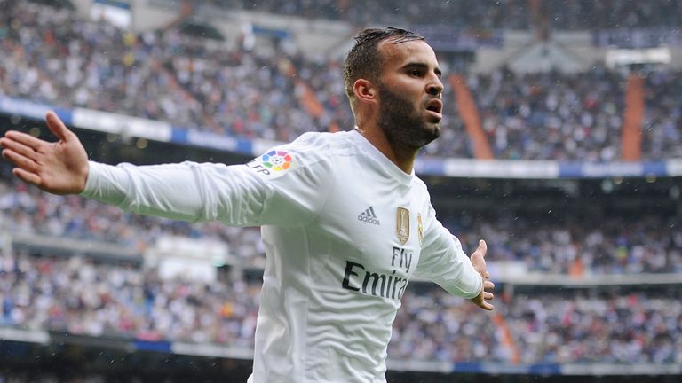 Jese Rodriguez of Real Madrid celebrates after scoring Real's 3rd goal