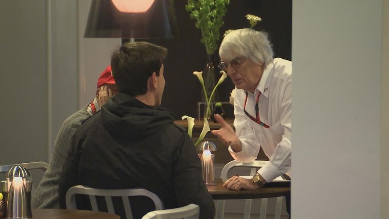 Bernie Ecclestone, Toto Wolff and Niki Lauda talk