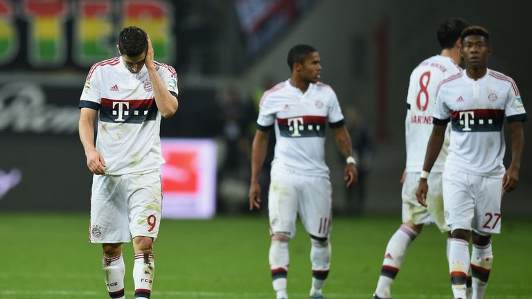 Robert Lewandowski and his Bayern Munich team-mates show their frustration after drawing with Frankfurt