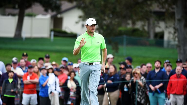 Rory McIlroy holes out for par moments after almost being hit by Emiliano Grillo's drive