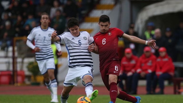 Portugal's midfielder Ruben Neves with Denmark's midfielder Christian Norgaard during the U21 International Friendly 