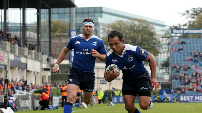 Isa Nacewa crosses for Leinster's first try against the Dragons