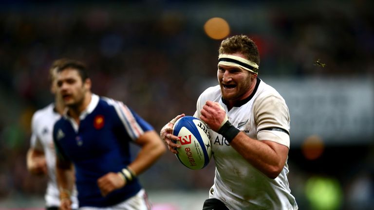 New Zealand No 8 Kieran Read runs in to score a try during their win over France in November 2013