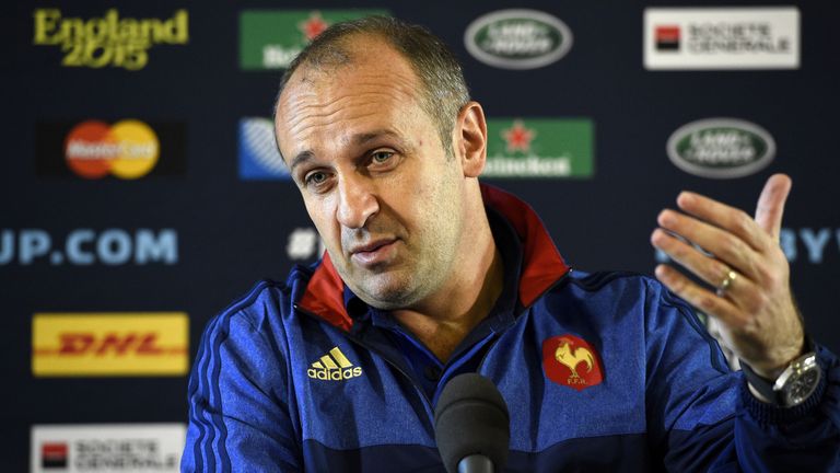 France's head coach Philippe Saint Andre hosts a press conference at the Vale Resort in Hensol, south Wales