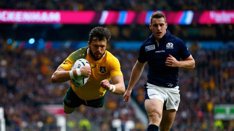 Adam Ashley Cooper scores the opening try of the quarter-final clash