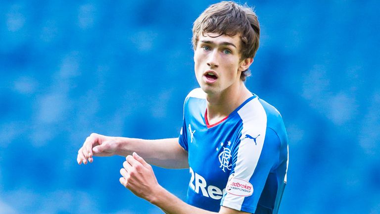 Ryan Hardie in Championship action for Rangers this season