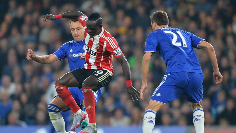 John Terry had a difficult evening up against Southampton's Sadio Mane