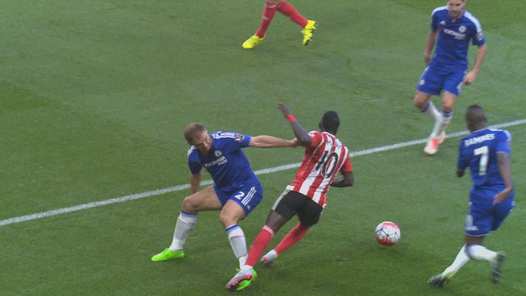 Sadio Mane was booked for going down under Branislav Ivanovic's tackle after being denied a penalty seconds earlier