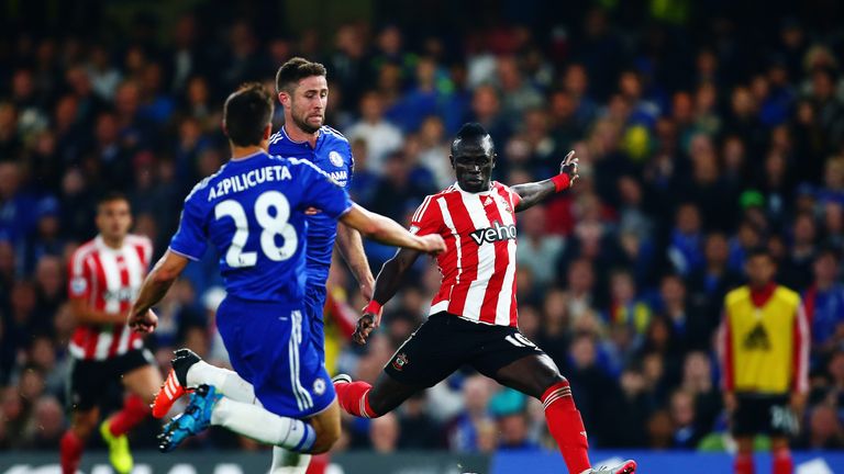 Sadio Mane puts the Saints 2-1 up at Stamford Bridge