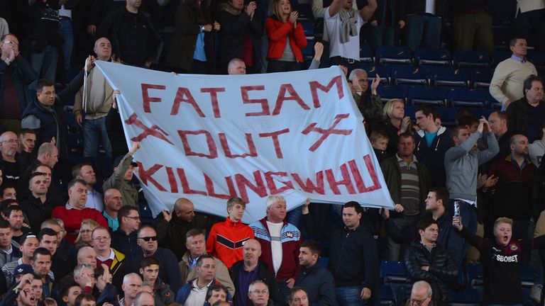 Some West Ham fans called for Allardyce's departure at a game against West Brom in April 2014