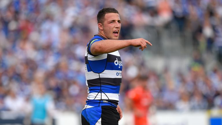 Bath player Sam Burgess reacts  during the Aviva Premiership semi final match between Bath Rugby and Leicester Tigers