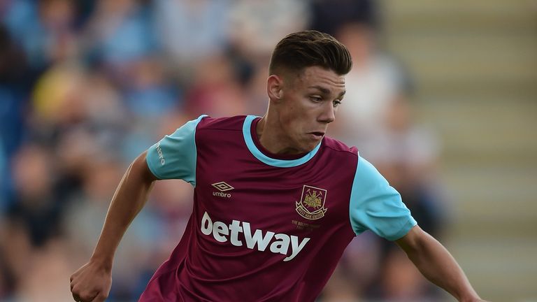 COLCHESTER, ENGLAND - JULY 21:  Sam Westley of West Ham United in action during the pre season friendly match between Colchester and West Ham United at Wes