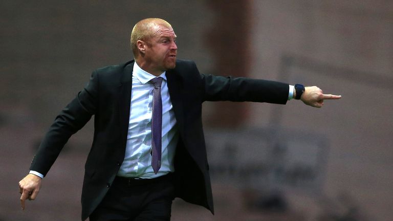 Burnley manager Sean Dyche shouts instructions during the Capital One Cup, First Round match at Vale Park, Stoke-on-Trent.